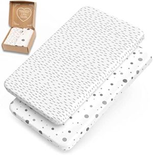 Sábanas para minicuna chicco next2me, sábanas bajeras minicuna mimaDu, sábanas Cuna, sábanas Cuna colecho 80x50, 80x53, 90x40cm, sabanas minicuna 50x80 de algodón Oeko-Tex (Rayas, Puntos)