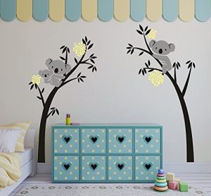 Sayala Vinilo Árbol con Family Koala Adhesivo Pegatinas Pared con Nursery Room Decoracion,Koala - Vinilo Adhesivo para Pared(amarillo)