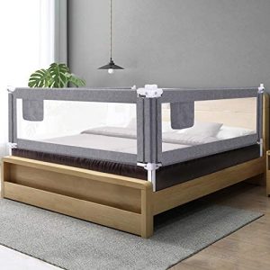 Sehrgo Barrera de Cama para bebé 140CM, Barandilla de La Cama para Niños - Anticaídas, Altura Ajustable, Fácil Instalación, Gris, 1pc