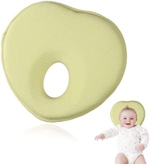 Shengruili Cojín para bebé contra cabeza plana, cojín de espuma viscoelástica 3D, almohada de viaje de espuma viscoelástica para recién nacidos, almohada de forma de cabeza para bebé