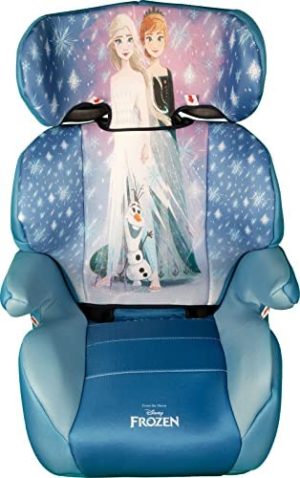 Silla de coche Frozen, grupo 2-3 (15 a 36 kg) bebé niña, blanca y azul, con las princesas Anna, Elsa y el simpático Olaf