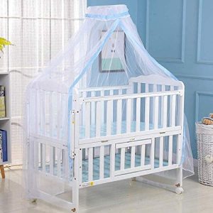 Singeru Mosquitero para bebé, mosquitero para cuna con código de mosquitos, red de hilo para bebé, protección contra insectos, cubierta de red para cuna (azul)
