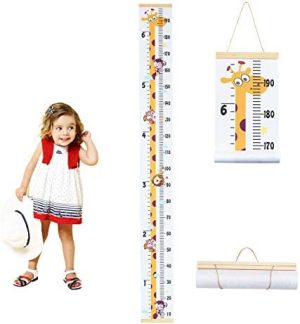 Surplex Bebé Gráficos de Crecimiento Altura para Colgar en la Pared, Regla Medidora Madera Animal Jirafa Tabla de Crecimiento Infantil Extraíble Decorar Dormitorio Guardería Escuela Medir Estatura
