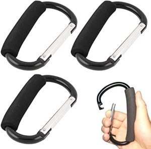 TSHAOUN 3 Piezas Gancho de Carro de Bebé, gancho para bolsas de compra, Buggy Mosquetones Universales Momia Clip, Ganchos Carrito Bebé,niversales para Carritos Accesorios