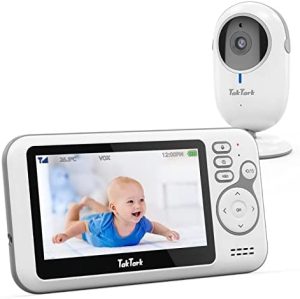 TakTark Camara Vigilancia Bebe, 4.3'' Vigilabebes con Camara, Inalámbrico Bebe Monitor con Visión Nocturna, VOX, Comunicación Bidireccional, Sensor de Temperatura, Sin Interferencias de Luz