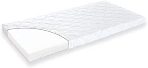Träumeland Softwash-Colchón para bebé (50 x 100 cm, Rectangular, con Funda de algodón, Apto para alérgicos), 100%, Blanco