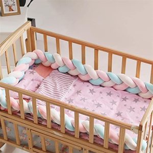 Trenza para Cuna Cojines Infantiles Protector, Cuna Trenzado Cojines,Trenzada Guardería Almohada Esponjoso 3 Hebras Parachoques Trenzados