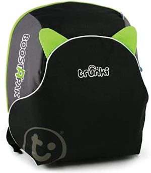 Trunki BoostApak Alzador Coche Niño – 2 en 1 Mochila y Elevador Coche Niño – Silla Coche Grupo 2-3 (Verde)