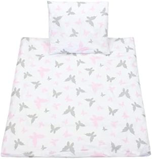 TupTam Ropa de Cama para Cuna de Bebe 4 Piezas, Mariposa Rosa, 80x80 cm