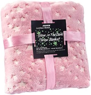 VIVILINEN Manta para niños Manta para Crecer en la Oscuridad con Estrellas Manta de Felpa de Microfibra Suave para Grils y niños Manta de Cama cálida de Franela