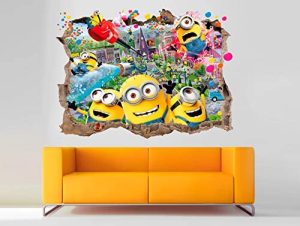 Vinilo Decorativo Infantil Minions 3D – 150x109 cm – Autoadhesivo de fácil colocación – Habitación Infantil (150, 109)