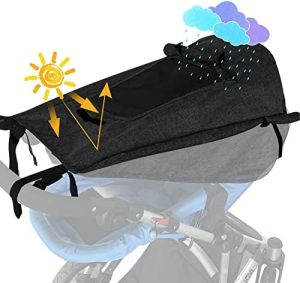 WD&CD Parasoles para Silla de Paseo, Impermeable Funda para Cochecito de Bebé, Toldo Oscuro Universal para Bebés Cochecitos- Parasol Ajustable con Protección UV 50+, Negro