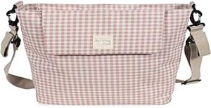 Walking Mum. Bolso Cambiador de Bebé I Love Vichy. Bolsa Canastilla para carro o para colgar al hombro. Color Rosa. Medidas 42X36X13 cm.