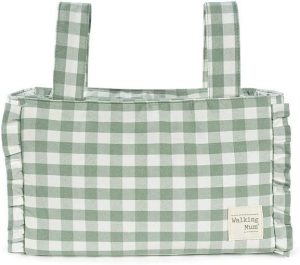 Walking Mum. Bolso organizador Remy. Bolsa de maternidad para silla de paseo. Asas cortas para fijar al carro. Color Verde. Medidas 31X17X12 cm.