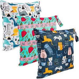 Weinsamkeit 3X Bolsa de Pañales Reutilizable Bolsa con Cremallera Impermeable para Mamá, Bolsa Pañales Impermeable, Transpirable Organizador de Maquillaje de Colgar, Viajes, Playa, Piscina, Gym