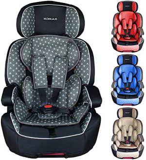XOMAX XL-518 Silla de coche con ISOFIX I creciendo con usted I 9-36 kg, 1-12 años, grupo 1/2/3 I Arnés de 5 puntos y arnés de 3 puntos I Funda desmontable y lavable I ECE R44/04 I gris/negro