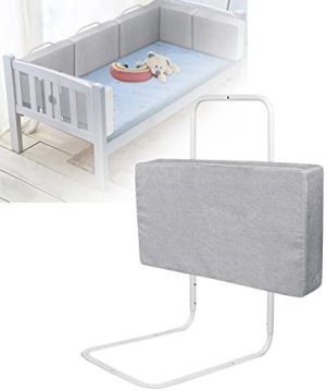 YARDIN Barrera protectora para cama infantil, 240 cm, protección contra caídas, altura regulable de 40 a 60 cm, color gris