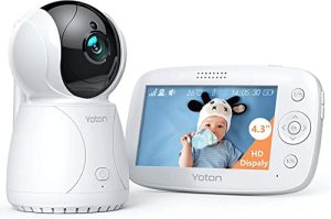 YOTON 【Actualizado】 Vigilabebés, Vigilabebes con Camera(Video y Audio), Videovigilancia Bebe de 4,3" y 3200mAh Puede Conectarse con hasta 4 Cámaras, Alarma por Voz y Detección de Movimiento