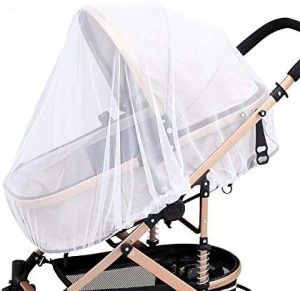 YUEMING Bebé Mosquitera,Universal Carrito Bebé Mosquitera para Cochecito, para Cochecito, Cuna, Capazo Carrito Bebé,Protección Contra Picaduras Con Goma Elástica,Blanco