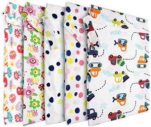 Yuhtech 5 Pack Bolsa de Pañales Reutilizable Bolsa con Cremallera Impermeable para Colgar Organizador de pañales
