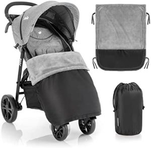 Zamboo - Manta Saco cubre pies Universal Silla de Paseo y Cochecito de bebé - Cubrepies Silla paseo - Exterior impermeable e Interior de forro polar - negro/gris
