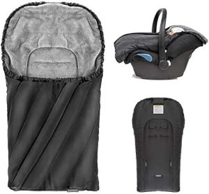 Zamboo Saco Grupo 0 Universal DELUXE - Saco Capazo Bebe Invierno con forro polar térmico - Saco Cuco bebe con capucha tipo momia y bolsa - color Negro/Gris