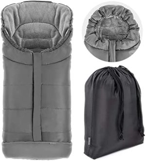 Zamboo - Saco invierno para Silla Paseo - Sacos de Silla de bebe con Forro Polar térmico - Sacos de abrigo para Carritos con capucha, reflectores y bolsa - Gris