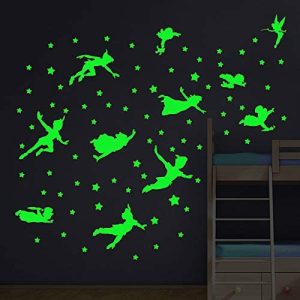 decalmile Luminoso Pegatinas de Pared Vinilos Decorativos Fluorescente Cuento de Hadas Estrella Adhesivos Pared Niña Infantil Dormitorio Habitación Bebé Guardería