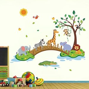 wondever Pegatinas de Pared Animales de la Jungla Adhesivos Pared  Decorativos Elefante Panda Mono Vinilos Pared para Habitación Infantiles  Niños Bebés