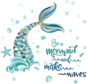 decalmile Pegatinas de Pared Cola de Sirena Vinilos Decorativos Bajo el Mar Niña Adhesivos Pared Habitación Infantiles Bebés Dormitorio Baño