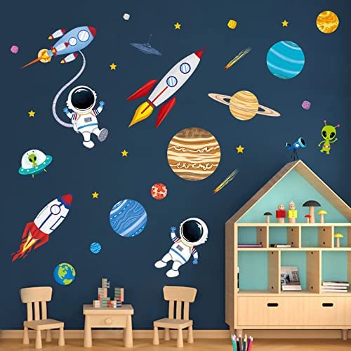 decalmile Pegatinas de Pared Espacio Planetas Cohetes Vinilos Decorativos  Sistema Solar Astronauta Adhesivos Pared Habitación Niños Dormitorio Cuarto  de Jugar - La Tienda de los Bebés 👶