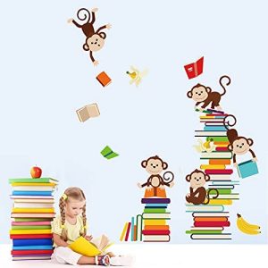 decalmile Pegatinas de Pared Mono Motivadoras Vinilos Decorativos Animales Adhesivos Pared Habitación Niños Bebés Guardería Dormitorio