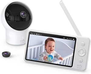eufy Security SpaceView Monitor de bebé, babyphone con imagen de 720 HD, rango de 140 metros, lente gran angular, visión nocturna precisa, función automática, batería de 2900mAh, sensor de temperatura