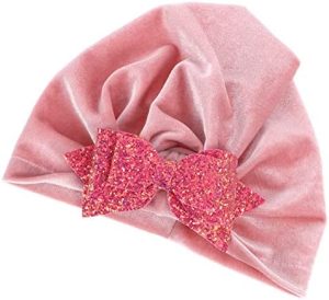 jojofuny Green Infant Turban Headwrap Bowknot Head Hat Toddler Beanie Head Cap Glitter Bow Infant Nudo Cap Recién Nacido Niños Bonnet Hat