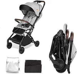 skiddoü silla de paseo para niño plegable Espoo silla de paseo plegable ligera y plegable con una sola mano estructura de aluminio, silla de viaje pequeña, tamaño pequeño, compacta, Gris claro