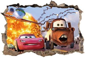 ufengke Pegatinas de Pared 3D Coches Pared Rota Vinilos Adhesivos Pared Decorativos para Habitación Infantiles Niños Bebé