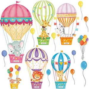 wondever Pegatinas de Pared Globos Aerostático Animales Adhesivos Pared Decorativos Mono Elefante Cebra Vinilos Pared para Habitación Infantiles Bebés