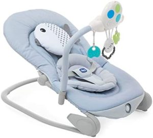 Chicco Balloon Hamaca Bebé Evolutiva de 0 Meses a 18 kg, Balancín Bebé con Función de Silla, Respaldo Reclinable, Cierre Compacto, Vibración, Juguete Electrónico, Luces y Sonidos, Gris (Dots)