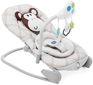 Chicco Balloon Hamaca Bebé Evolutiva de 0 Meses a 18 kg, Balancín Bebé con Función de Silla, Respaldo Reclinable, Cierre Compacto, Vibración, Juguete Electrónico, Luces y Sonidos, Mono (Monkey)