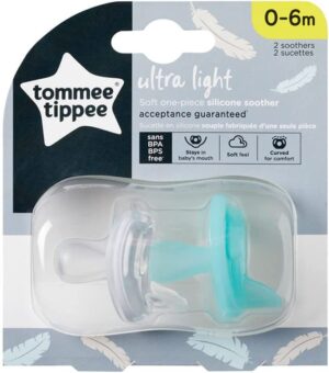Tommee Tippee Chupete de Silicona Ultra-Light con Diseño Anatómico Simétrico, sin BPA, Diseño de una Sola Pieza, 6-18 Meses, Set de 2