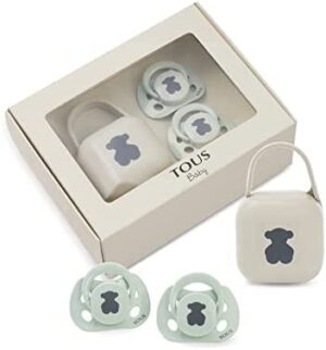 TOUS BABY - Set 2 chupetes y portachupetes Baby TOUS. Chupetes anatómicos para tu bebé (0-6M) (VERDE)