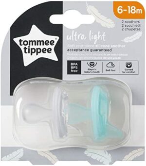 Tommee Tippee Chupete de Silicona Ultra-Light con Diseño Anatómico Simétrico, sin BPA, Diseño de una Sola Pieza, 6-18 Meses, Set de 2