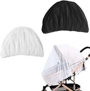 2 mosquiteras universales, mosquiteras de Malla Fina para cochecitos, cunas y Camas de Viaje, para Actividades al Aire Libre, Repelente de Mosquitos (Negro, Blanco)