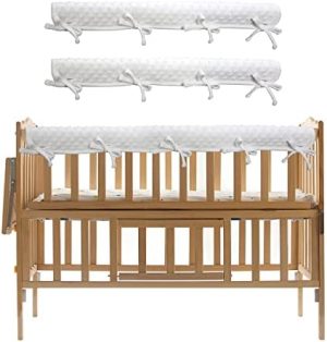 3 Piezas Cubierta de Riel de Cuna, 130x18cm / 70x18cm Blanco Cubierta de Riel de Cuna para Bebé Juego de Ropa de Cama para Cuna para Estándar Protección de Riel de Cuna