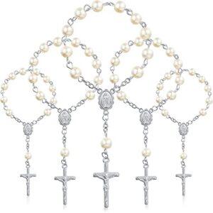 30 cuentas de rosario para bautismo, bautismo, rosarios, perlas de imitación para bautizo, favores de comunión, Acrílico, metal