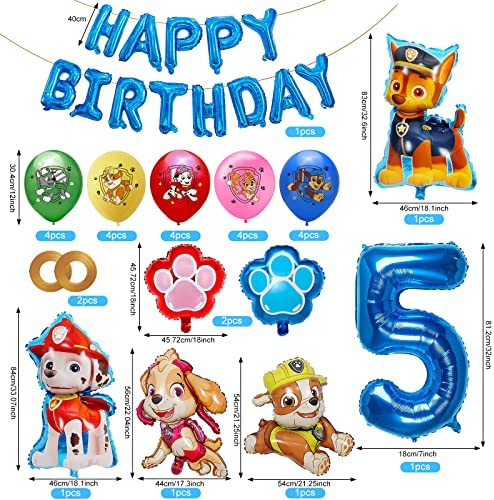 Gohytal Paw Dog Patrol Balloons,Globos de Patrulla Canina Animados,Helium  Foil Balloons Cumpleaños,5 años Niños Niñas Juego de Decoración de  Cumpleaños,para Fiestas Infantiles - La Tienda de los Bebés 👶