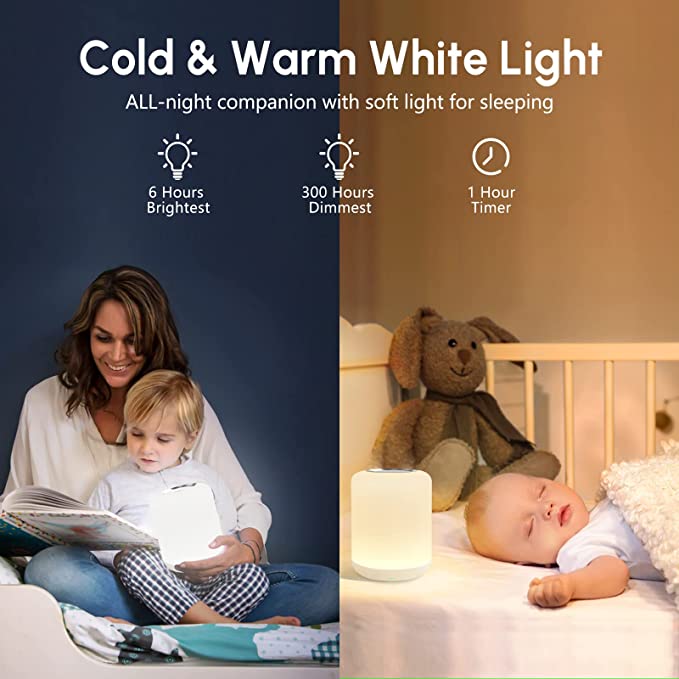 Suright Luz Nocturna Infantil, Lámpara de Noche recargable por USB, Luz  Quitamiedos para Bebé con Luz Cálida Regulable&Luz de 7 Colores