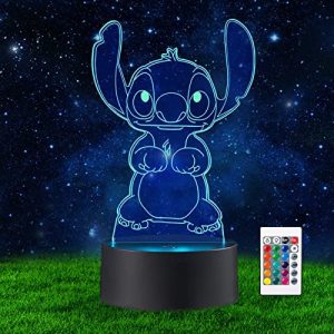 Ainvliya Lampara, Luz Nocturna Infantil, 3D Ilusión Anime Lámpara, 16 Colores Luz de Noche para Niños Regulable con Mando a Distancia, Regalo de Cumpleaños de Navidad para Niños Niñas