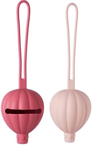 BABATÉ Kids - Pack bebe portachupetes silicona, Guarda chupetes bebe sin BPA, Portachupete bebe diseño globo, Caja chupete, Funda chupetes bebe, Porta chupetes bebe, Funda para chupete color rosa