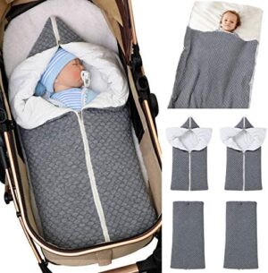Baby Wrap Swaddle Manta de Punto Saco de Dormir Saco de Dormir Cochecito de Abrigo Suave Y Cálido para 0-12 Meses Bebés Unisex